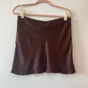 Revolve brown slip mini skirt